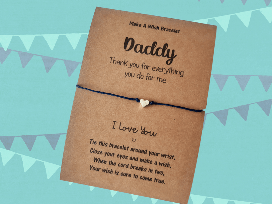 Thank you Daddy Wish Bracelet and Greeting Card