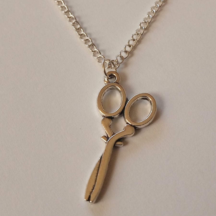 Scissors Necklace Hairdresser Crafter Silver Plate Necklace