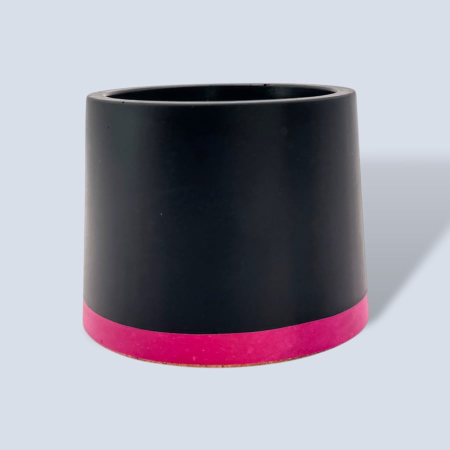 Small 7.5 cm Black and Fuchsia Pink Plant Pot Indoor Succulent Planter