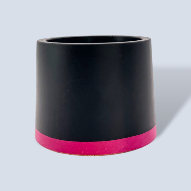 Small 7.5 cm Black and Fuchsia Pink Plant Pot Indoor Succulent Planter