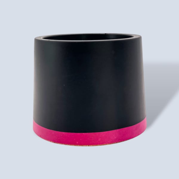 Small 7.5 cm Black and Fuchsia Pink Plant Pot Indoor Succulent Planter