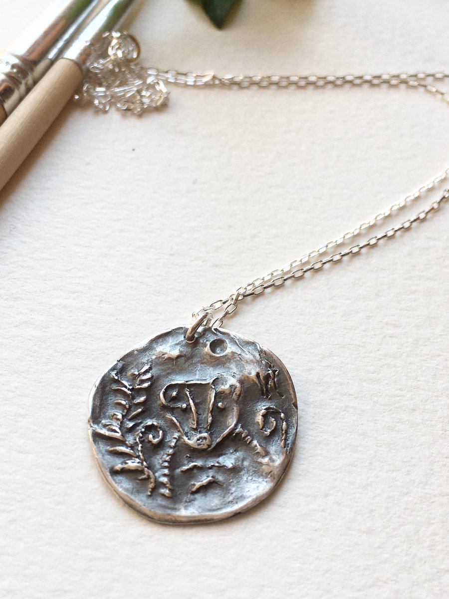 Badger handmade fine silver pendant