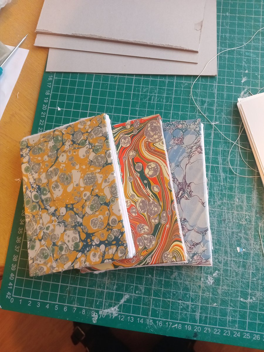 Accordion sketchbook A6 6 panels cotton rag paper printed marbled cover