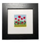 Wool & textile needle felted picture, 4"x4" framed, Poppies (2) - Image 2