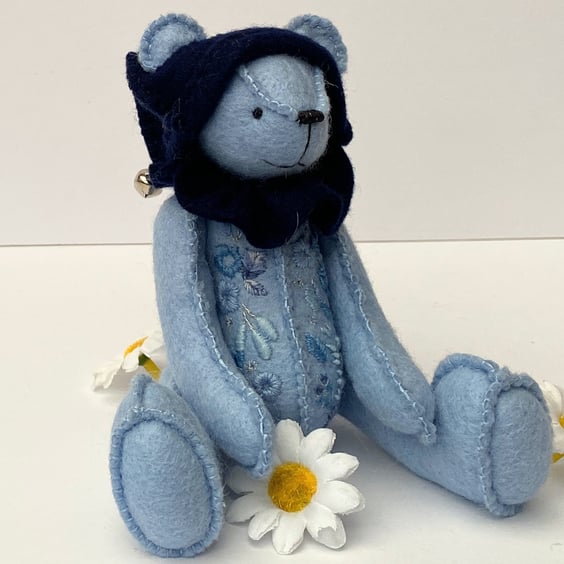 Woodland elf hand sewn teddy bear, onexif a kind collectable artist bear