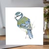 Floral Bluetit card 