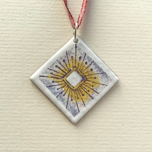 Square Snowflake Enamelled Christmas Decoration
