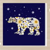 Polar Bear, 4 card pack, Pressed Flower Print card, Christmas card,