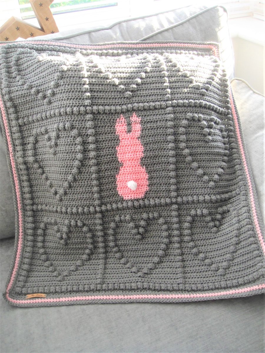 Crochet Baby Blanket Pattern, Bunny Blanket pattern, PDF pattern