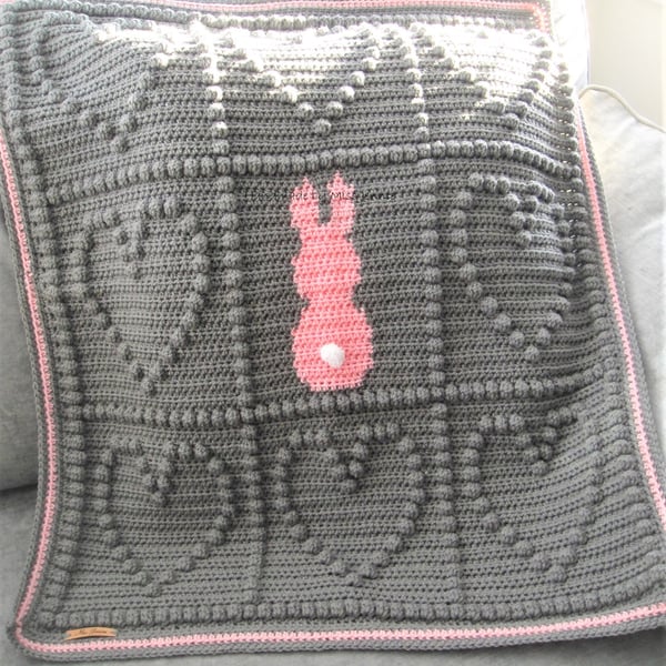 Crochet Baby Blanket Pattern, Bunny Blanket pattern, PDF pattern