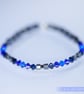 Swarovski and Hematite stretch beaded bracelet blue black - Image 6