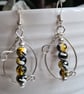 Handmade 925 Silver & Drawbench Beaded Hoop Earrings Unique Gift Boxed Jewellery