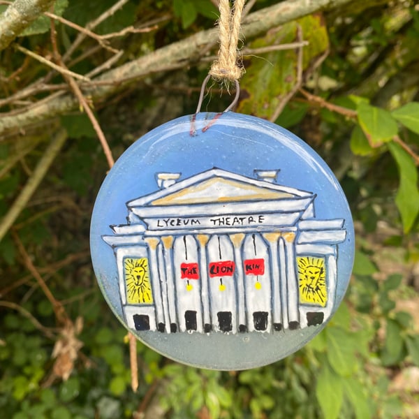 Fused Glass Hand painted Landmark Bauble, Lyceum Theatre London