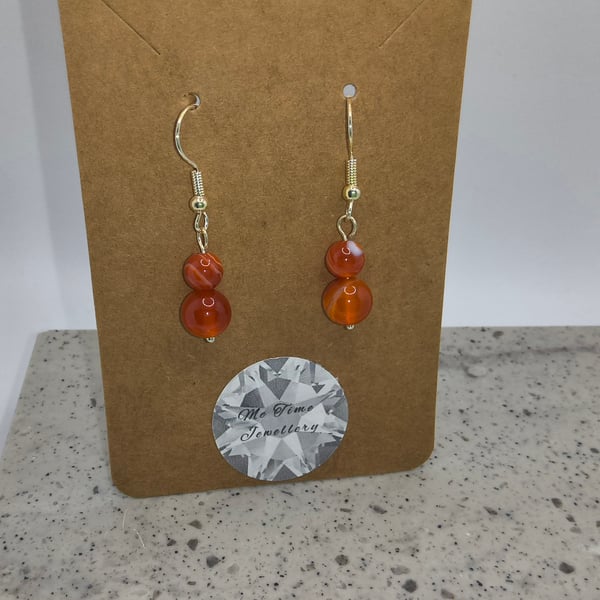 Orange Agate Round Earrings 
