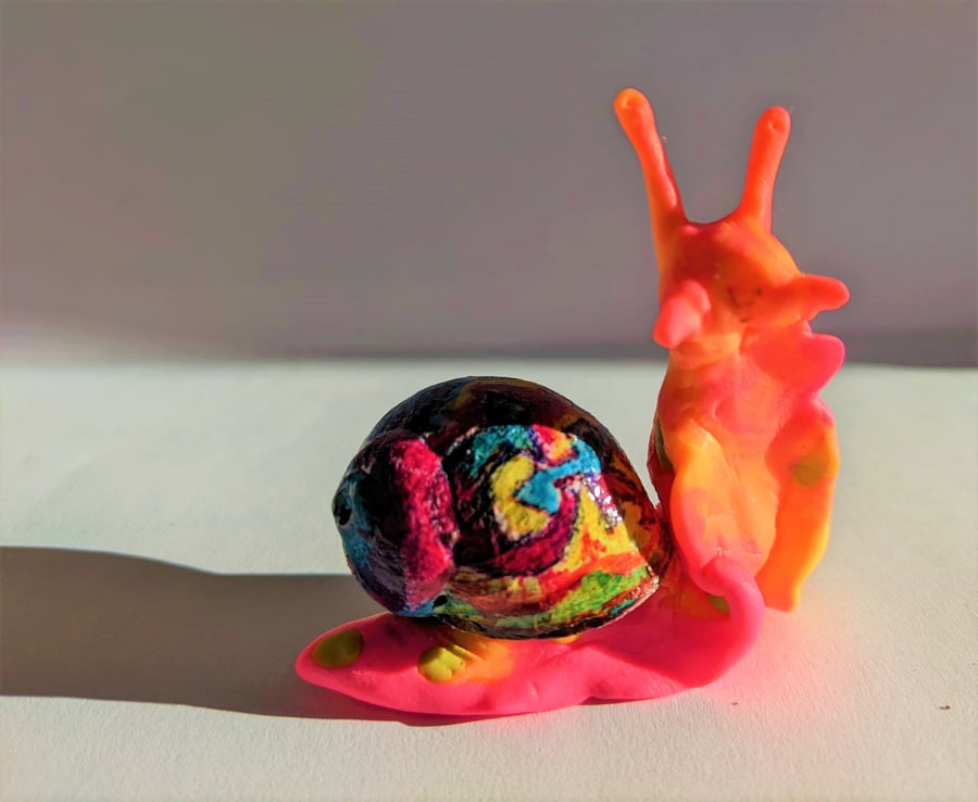 pink snail ornament polymer clay model