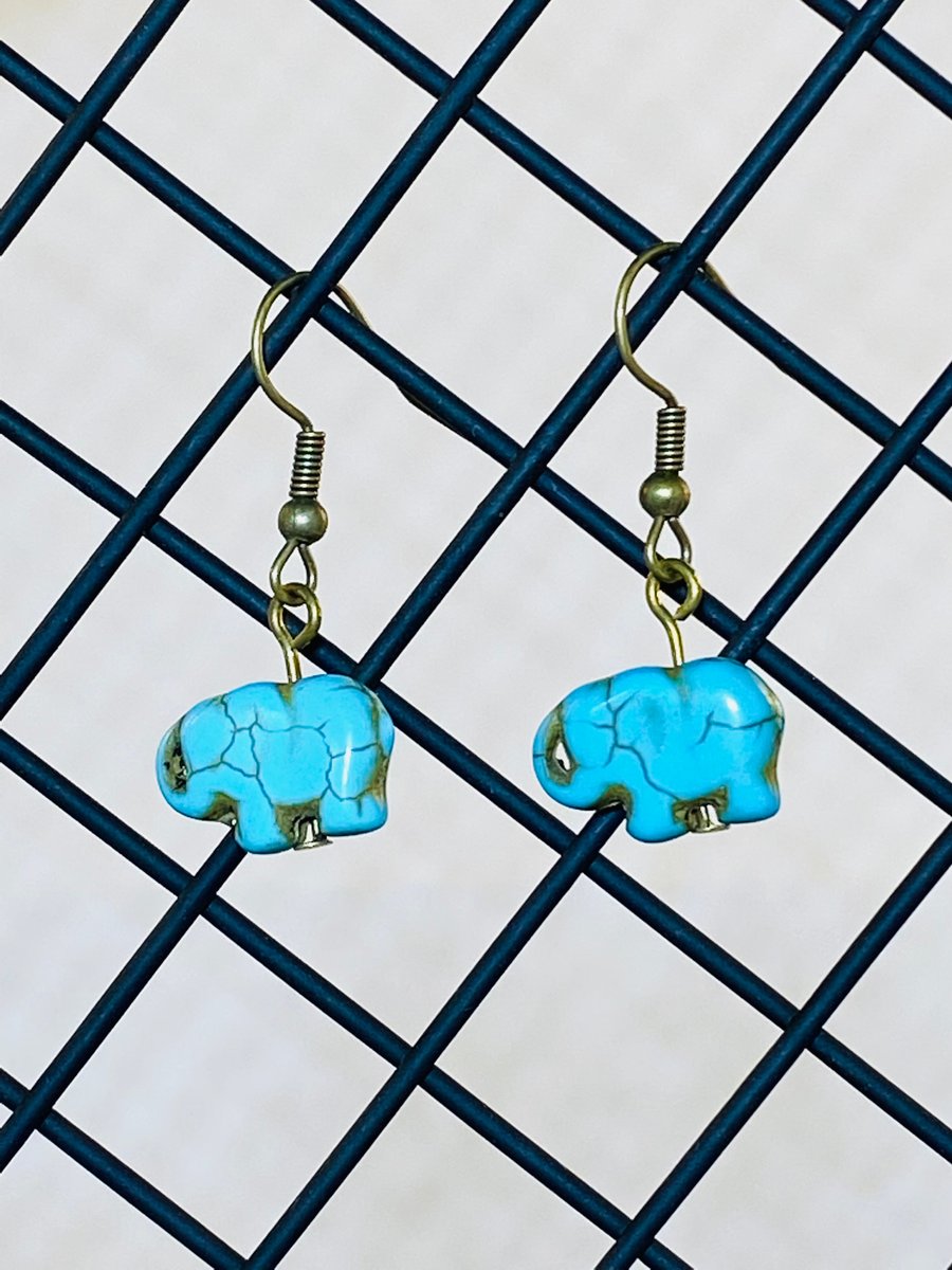 Blue elephant earrings 