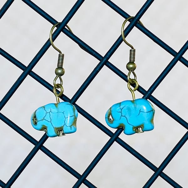 Blue elephant earrings 