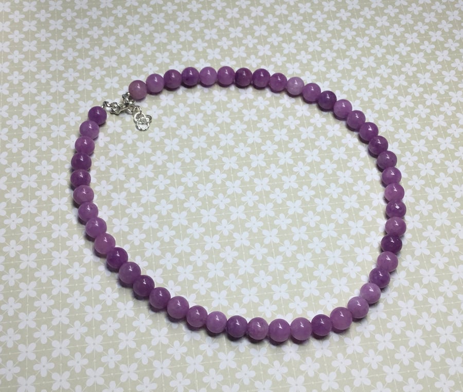 Lavender Pink Malay Jade Necklace