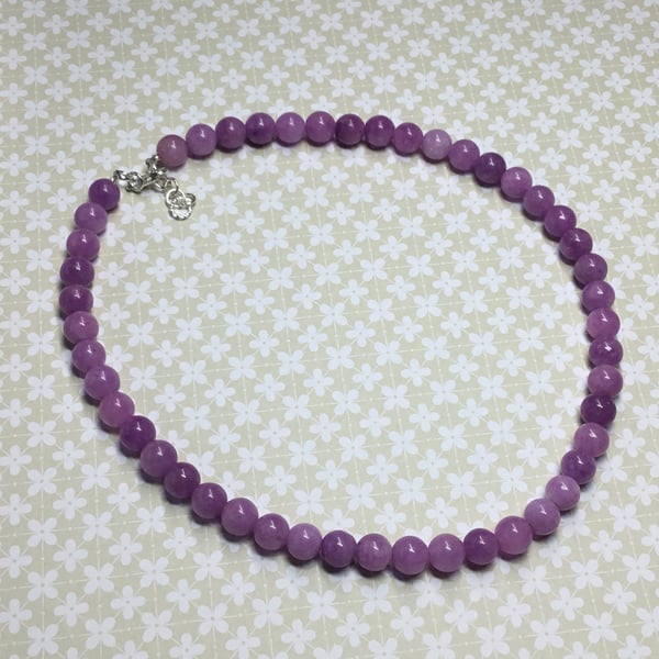 Lavender Pink Malay Jade Necklace