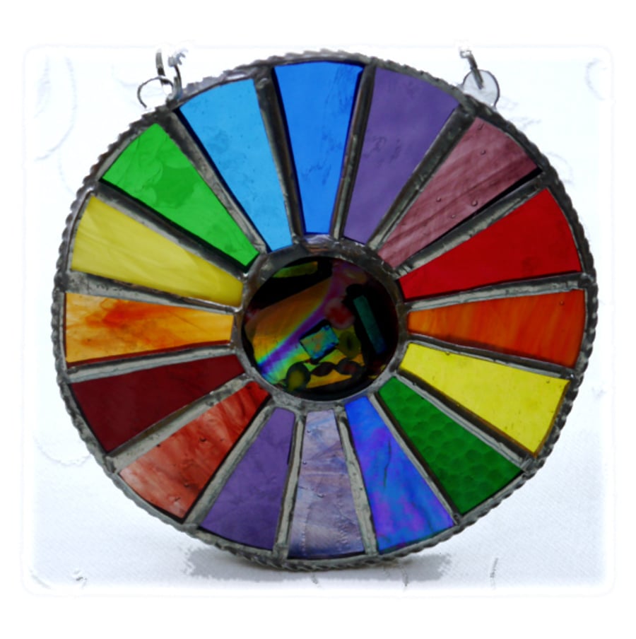 Summer Solstice Rainbow Burst Suncatcher Stained Glass Handmade 014