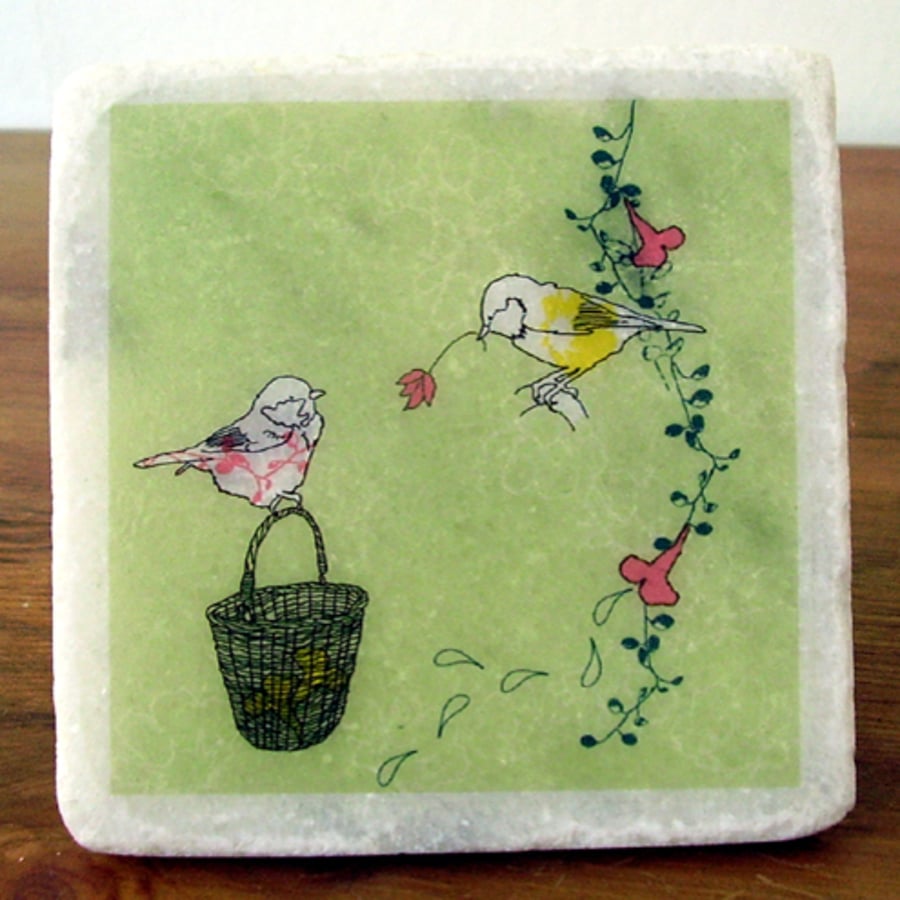 white marble decorated coasters