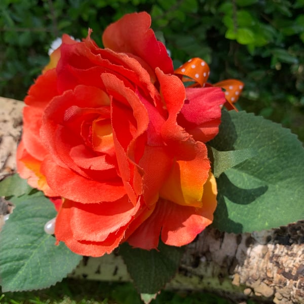 Large Orange Rose Wedding Wrist Corsage