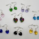 Small Glass Crystal Heart Earrings - multiple options