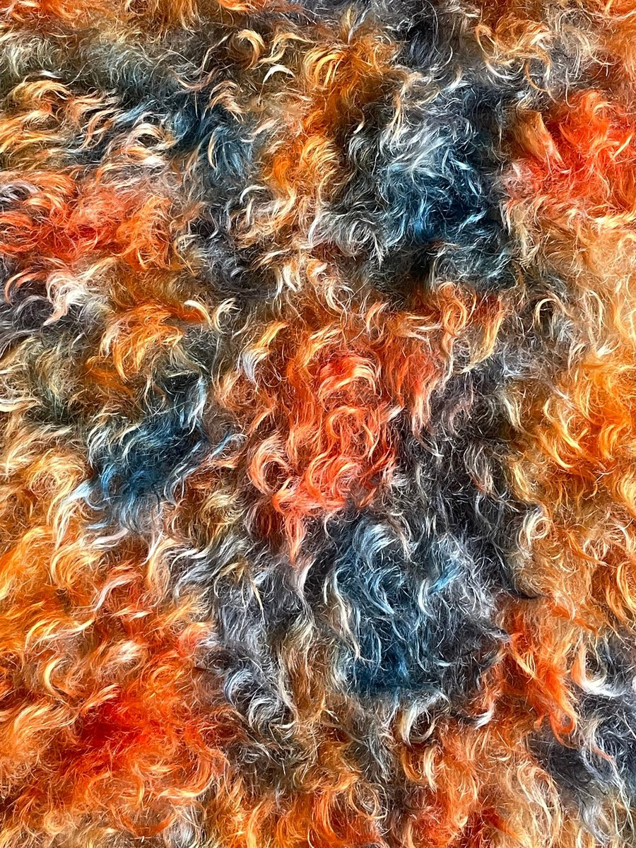 Hand dyed Helmbold mohair fur fabric "Mockingjay" on 40mm Wavy