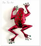 Tin Frog wall decoration ( Pink ) with green spots  - Image 1