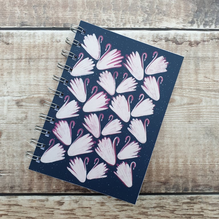 Swans Pattern Wire Bound Notebook