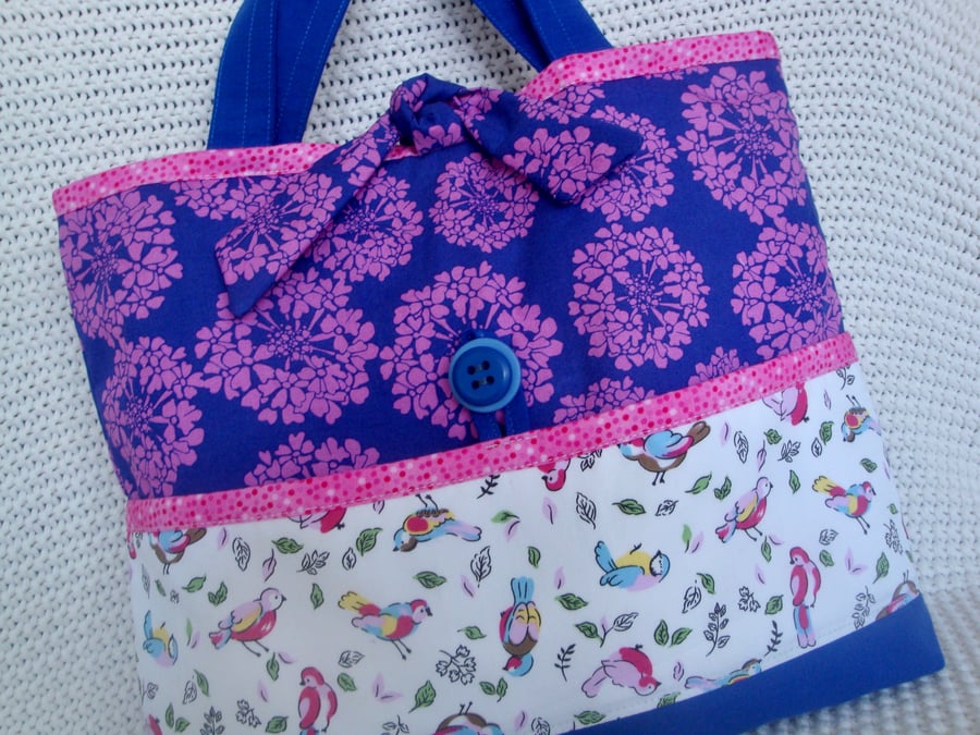 Cotton Craft  storage bag - Craft project bag - knitting - crochet - embroidery