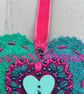 Hand Embroidered Harris Tweed Heart Hanging Decoration  - Image 2