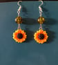 Sunflower charm silver dangle earrings with green beads - Image 5