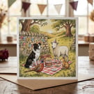 Hand Illustrated Farm Animal Birthday Card, 5x5 Greeting Card
