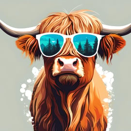 A4 Print Highland in Sunglasses 