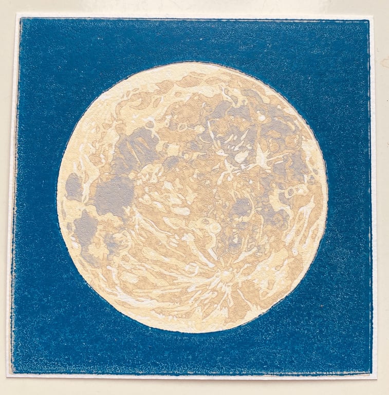 Full Moon - Handmade Limited Edition Lino Print 