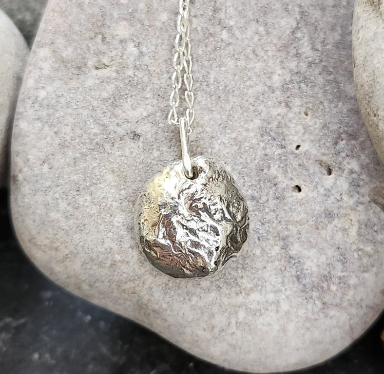 Recycled silver pebble pendant