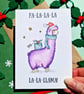 Llama Christmas card, Funny pun Christmas carol card, Friend Christmas card - Image 2