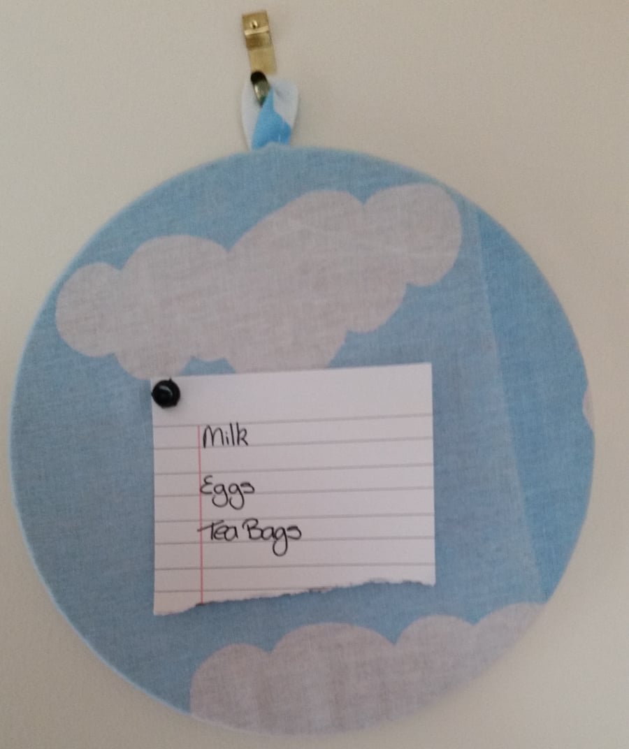 Blue Sky & White Clouds Fabric-Covered Cork Pinboard