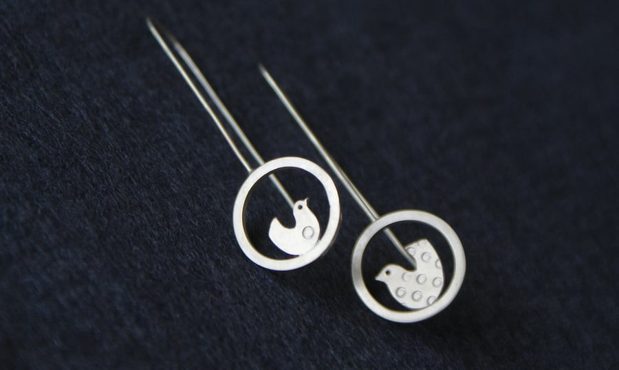 Silver chickenish drop earrings