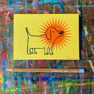 Small screen print- Star Dog by Jo Brown original affordable art-cute gift