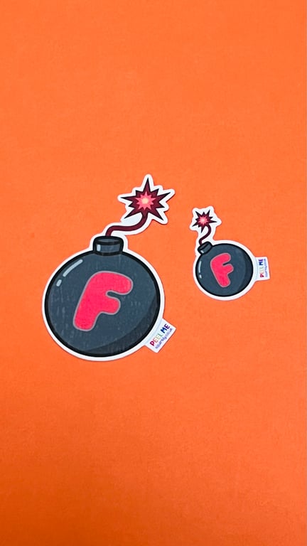 F-bomb matte sticker, choose your preferred size, from 1” mini to 3” large.