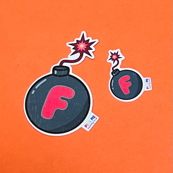 F-bomb matte sticker, choose your preferred size, from 1” mini to 3” large.