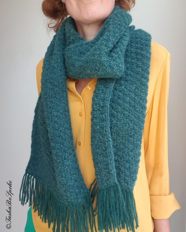 Hand knitted unisex scarf, Men alpaca knit scarf