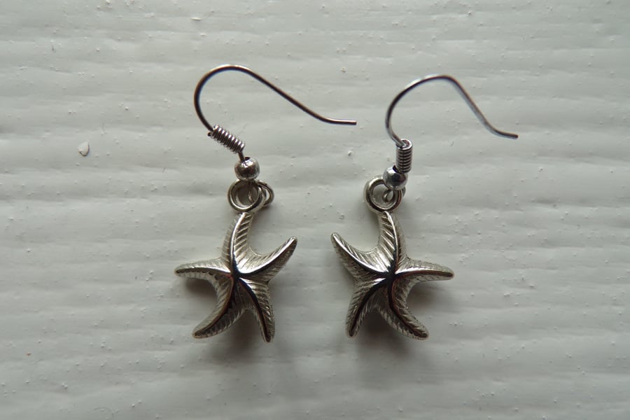 Starfish Earrings, Silver Earrings, Earrings