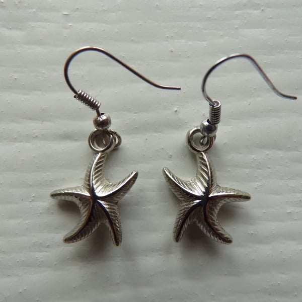 Starfish Earrings, Silver Earrings, Earrings