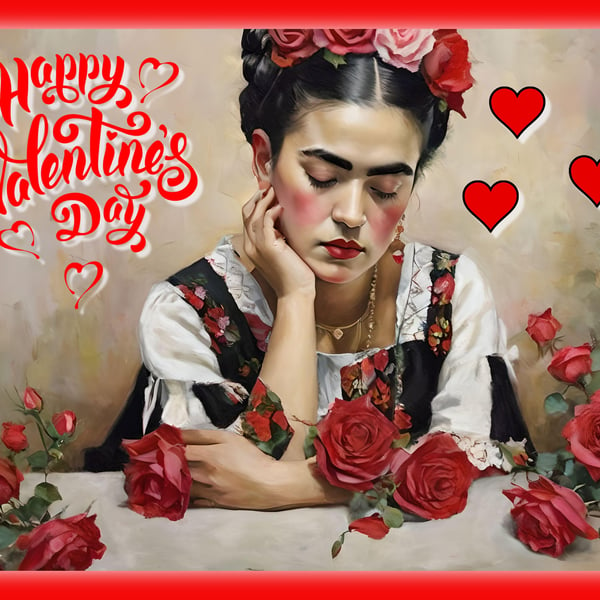 Happy Valentine's Frida Kahlo Greeting Card A5