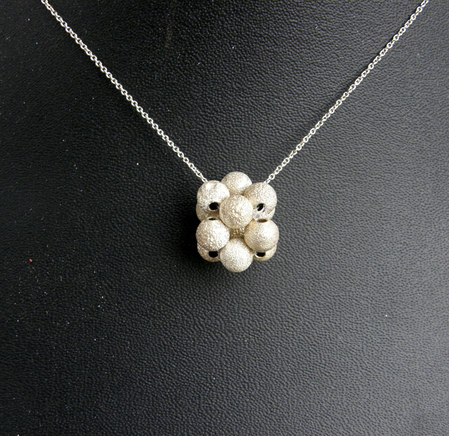 Stunning silver beaded cluster necklace