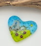 Standing Stones and Red Flowers Fused Glass Heart - Image 2