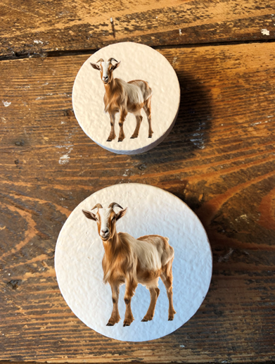 Handmade Goat pine door knobs wardrobe drawer handles decoupaged 